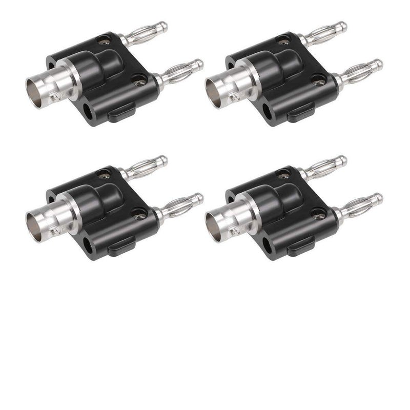 bnafes BNC Female to Dual Banana Male Plug Jack Binding Posts RF Coaxial Adapter BNC to Banana Coax Jack Connector 4-Pack - Image 1